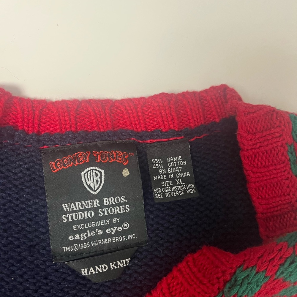 Warner Bros. Red and Green Cardigan Sweater - Picture 6 of 7